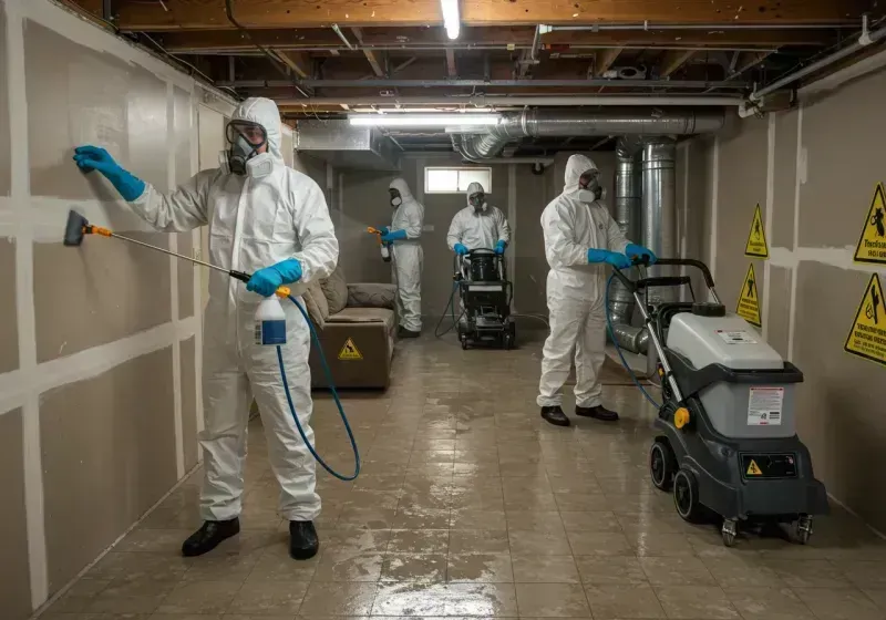 Basement Moisture Removal and Structural Drying process in Westminster, SC